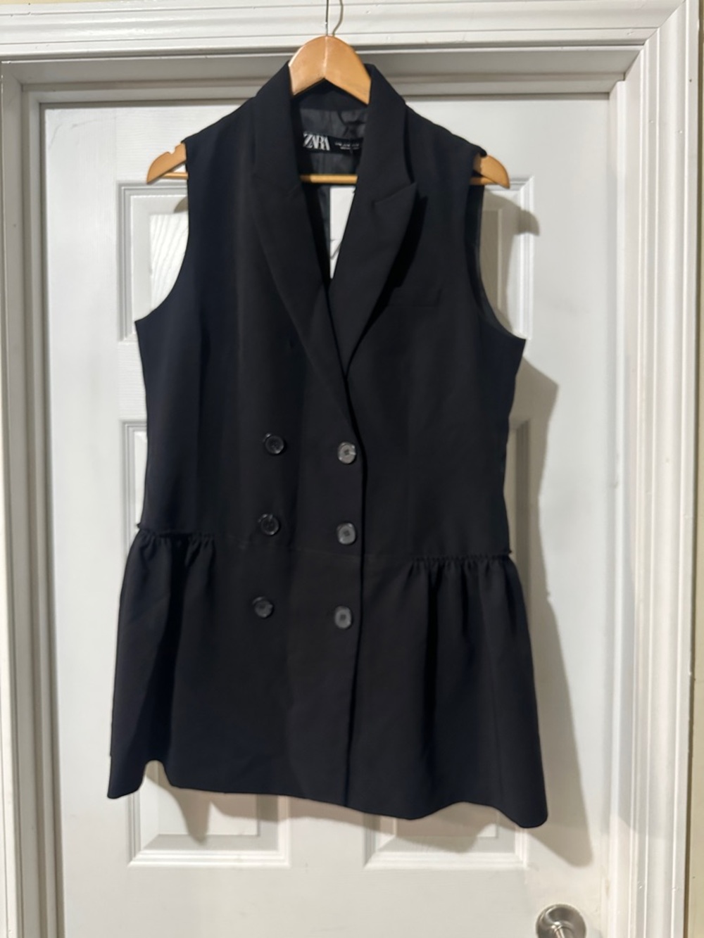 Zara Black Sleeveless Double-Breasted Mini Dress